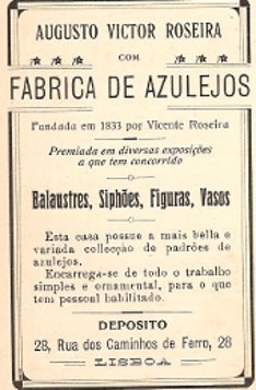 Anúncio antigo da Fábrica de Azulejos Roseira